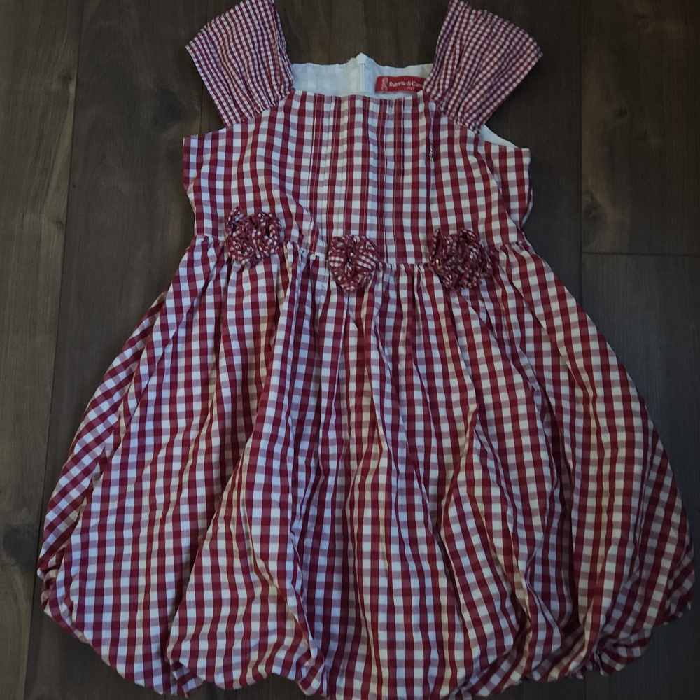 Roberta Di Camerino Italy,  Red Gingham Kids Dress 6 7 8 9  EASTER!